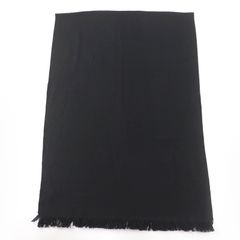 美品☆GUCCI グッチ 599437 ウール100％ ロゴ入り フリンジ付 大判 マフラー ストール ブラック 70×220cm イタリア製 レディース 正規品