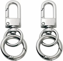 【特価商品】キーホルダー 金具 ナスカン マルカン付き 2個入り キーリング 回転フック 丸カン付き キーホルダーパーツ ハンドメイド アクセサリーパーツ 手作り 手芸用品 素材 スプリング (シルバー)