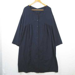 イーアールジー e.r.g ロング カーディガン ワンピース 長袖 M ネイビー kz16266