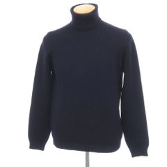 【中古】ロベルトコリーナ ROBERTO COLLINA ミドルゲージ ウール タートルネック プルオーバーニット ダークネイビー【サイズ46】【メンズ】