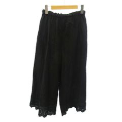 マーブルシュッド marble SUD 美品 25SS 綿麻スラブ裾レースパンツ イージー ハイウエスト コットン リネン混 黒 ブラック 07FM073135 0812