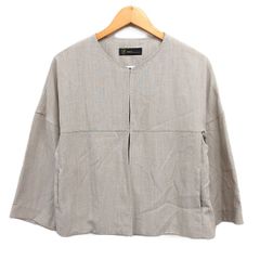 イネド INED ノーカラー ジャケット アウター タック ドロップショルダー 薄手 9 ベージュ /NT10