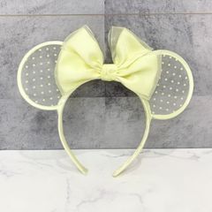 ディズニー カチューシャ リボン 水玉 レース 黄色 ミニーちゃん