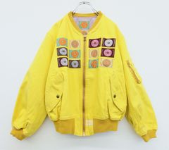 ピンクハウス★華やかなイエローブルゾン♪パッチワークロゴワッペンがいっぱい♪ミリタリー MA-1 z23496