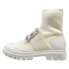 RogerVivier(ロジェヴィヴィエ) スニーカー 36 レディース美品 白 ソックス スニーカー/ビジュー レザー