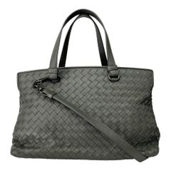美品 BOTTEGAVENETA ボッテガヴェネタ イントレチャート 2WAY トート ハンド ショルダー バッグ 鞄 レザー グレー メンズ レディース 古着 中古 USED