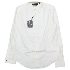 未使用 LOUIS VUITTON ルイヴィトン 17AW ドレスシャツ ブラウス LVロゴカフスボタン フリル 長袖 カットソー 42 ホワイト メンズ 古着 中古 USED