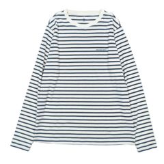 美品 mont-bell モンベル 子供服 キッズ ボーダー Tシャツ カットソー クルーネック 長袖 トップス 160 ホワイト キッズ 古着 中古 USED