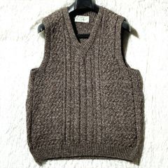 Quill's Woollen Market★80s vintage★ウールネップ フィッシャーマン ニットベスト アラン編み ケーブル L アイルランド製 ヴィンテージ