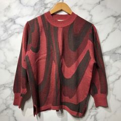 【美品】L.Vanty vintage ヴィンテージ調 総柄 デザインニット セーター ボルドー レトロ