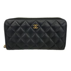 シャネル(Chanel) シャネル 長財布 マトラッセ キャビアスキン ブラック レディース OP029675