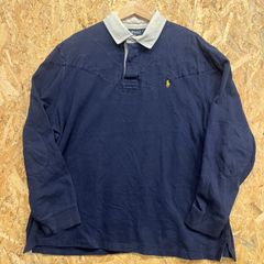 ポロバイラルフローレン Polo by Ralph Lauren 長袖 ラガーシャツ キルティング エルボーパッチ ネイビー XXL