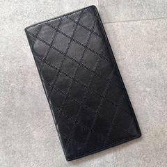 美品 CHANEL シャネル ビコローレ 二つ折り長財布  札入れ レザー  ブラック キルティング マトラッセ