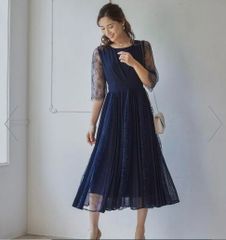 送料無料 未使用 レース チュール プリ－ツ 高級感 2XL 15号 ワンピ－ス (OPN1312)