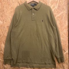ポロバイラルフローレン Polo by Ralph Lauren 長袖ポロシャツ ワンポイント刺繡 カーキ L