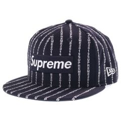 SUPREME (シュプリーム) 19SS ×New Era Text Stripe Box Logo ニューエラ テキスト ストライプ ボックスロゴ キャップ 帽子 ネイビー