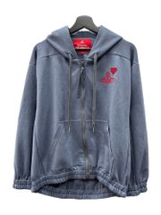 ヴィヴィアンウエストウッド Vivienne Westwood レッドレーベル RED LABEL エアーダンボールピロー パーカー ジップアップ オーブ刺繍 ハート BLUE 青 水色 ブルー Mサイズ 104LT-723