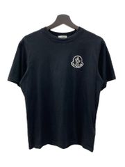 モンクレール MONCLER ロゴプリント半袖Tシャツ SS T-SHIRT クルーネック カットソー ロゴプリント バックプリント BLACK 黒 ブラック XSサイズ 104LT-724