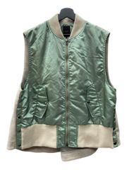ミューニック Munich LIMONTA ナイロン ウォームジャージ ドッキングベスト MA-1ジレ ミリタリー レイヤード ウール 日本製 KHAKI グリーン GREEN 緑 0S (ワンサイズ) カーキ 104LT-726