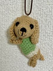 【ハンドメイド】ミニチュアダックスフンド クリーム セーター あみぐるみ ダックス チャーム MG-EY187