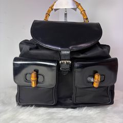 GUCCI グッチ バンブー リュック ブラック ナイロン レザー ヴィンテージ 0032058