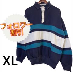 10019M 太ボーダー ネイビー ブルー ホワイト スウェット ネイビー 紺 XLサイズ メンズ