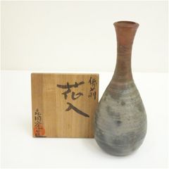備前焼　森岡窯造　森岡宏　鶴首花入（共箱）  花入れ 茶道 茶道具 花瓶 花器 おしゃれ フラワーベース 道具 茶室 華道 華道具 インテリア hnir