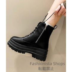 【新品未使用】ショートブーツ厚底 ワークブーツ美脚脚長 