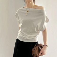 tシャツ 半袖 レディース ボートネック オフショルダー 半袖tシャツ カットソー 夏 無地 ショート丈 半袖Tシャツ 無地Tシャツ Tシャツ コットン tシャツ おしゃれ プルオーバー ベーシック