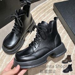 【新品未使用】ショートブーツ 厚底 ワークブーツ 美脚 