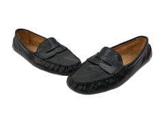 ラルフローレン RalphLauren ローレン LAUREN パイソン柄 ドライビングシューズ モカシン ドレスシューズ プレーントゥ カミラ BLACK 黒 ローファー ブラック サイズ9B (約25.5cm前後) 104S-1524