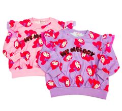 サンリオ　マイメロディ　総柄　裏毛　スパンコール　スエット　トレーナー　チュール　長袖　キッズ　ジュニア　子供　女の子　キャラクター　マイメロ　ピンク　パープル　１００cm　１１０cm　１２０cm　１３０cm　春　夏　秋　冬　服
