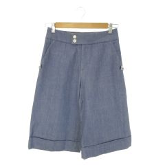 イエナ IENA × アレクシス マビーユ ALEXIS MABILLE パンツ ガウチョ 36 青 ブルー ワイドシルエット リボン  ロールアップ /AO37 ■ECA009