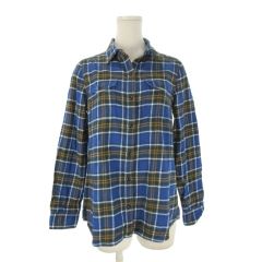 グリーンレーベルリラクシング ユナイテッドアローズ green label relaxing シャツ ブラウス 38 青 ブルー 緑 グリーン フランネル チェック柄 レギュラーカラー 長袖 /CK21 ■ECA009