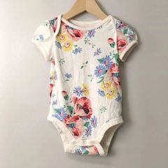 ベビーギャップ babyGAP 半袖 花柄 ボディスーツ ロンパース【90】マルチカラー 総柄 花柄