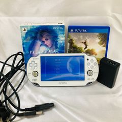 A【簡易動作確認済】PlayStation Vita 本体 PCH-1000 ホワイト白 PS VITA アンチャーテッド FINAL FANTASY X/X-2 HD RemasterTWINPACK 充電器•ソフト付き