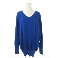 マウジー MOUSSY ニット セーター F 青 ブルー Vネック 長袖 ドルマンスリーブ 無地 /MN18 ■ECC009