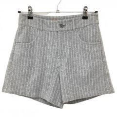 【美品】ビームスゴルフ ショートパンツ 杢グレー×白 ストライプ ロゴ刺しゅう ストレッチ レディース S ゴルフウェア BEAMS GOLF