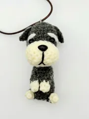 あみぐるみ シュナウザー ソルト&ペッパー チャーム ハンドメイド 犬 MG-EY181