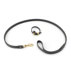 ゴヤール 犬用 ヘリンボーン 雑貨 リード 首輪セット ペット用品 ブラック ゴールド【中古】 アウトレット