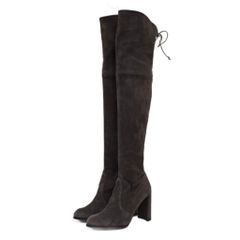 スチュアートワイツマン STUART WEITZMAN ニーハイブーツ ロングブーツ スエード 無地 チャンキーヒール 7 M チャコール 灰色 グレー ■GY62