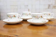 GMJO137M◯WEDGWOOD / ウェッジウッド MIRABELLE ミラベル ティーカップ＆ソーサー 4客セット コーヒーカップ 洋食器 花柄 英国製 廃盤