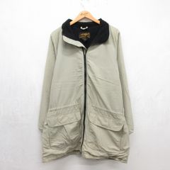 L 古着 Eddie Bauer エディーバウアー 長袖 ジャケット ナイロン メンズ 90年代 90s 大きいサイズ ロング丈 フラップポケット ベージュ 内側フリース 26oct02