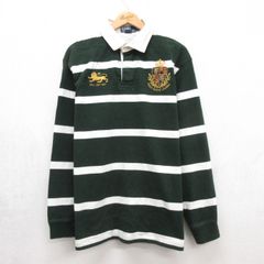 XL/古着 ポロラルフローレン 長袖 ブランド ラガー シャツ メンズ 90年代 90s 刺繍 コットン グリーン ボーダー 26oct02