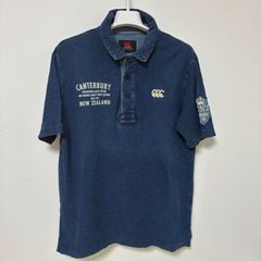 CANTERBURY NEW ZEALAND カンタベリーポロシャツ ラガーシャツ インディゴブルー　M　半袖【KE146】