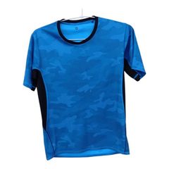 【255】GU ジーユー スポーツウェア ドライ半袖Tシャツ ブルー カモフラ柄 Mサイズ