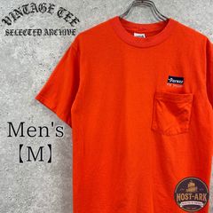 T280【anvil×Parker】企業物 企業ロゴワンポイント刺繍 ポケットTシャツ オレンジ〔M〕