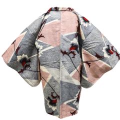 【京松】羽織 アンティーク 羽織紐別売り 銘仙 着物 正絹 身丈約86.5cm 裄丈約63cm kyo8z10-1790