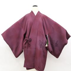【京松】道中着 地紋入り 一つ紋 着物 正絹 身丈約92cm 裄丈約68cm kyo8z10-1798