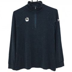 パーリーゲイツ 長袖ハイネックシャツ ネイビー×黒 ボーダー ハーフジップ 微起毛 レディース 1(M) ゴルフウェア PEARLY GATES